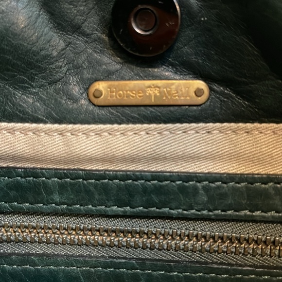 Horse and Nail handbag green silver and brown leather hobo style - Picture 12 of 15